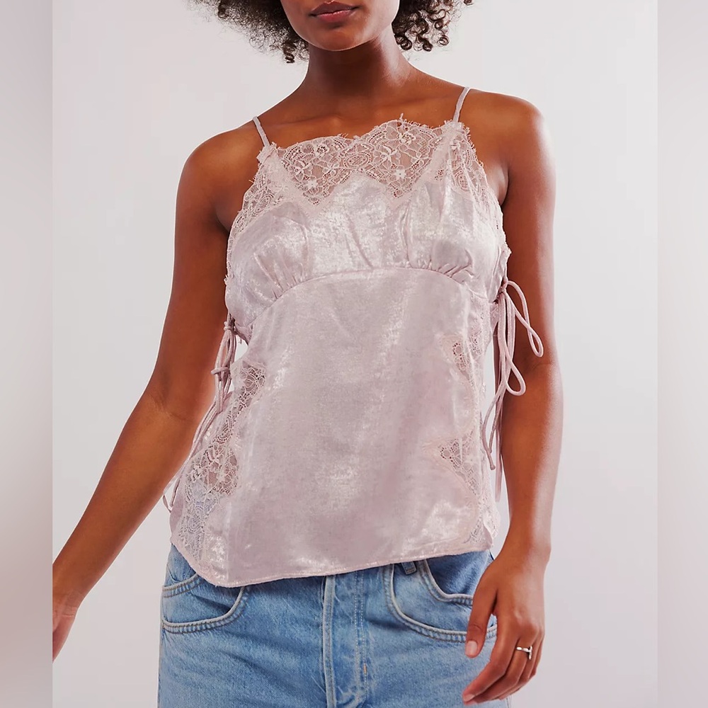 FREE PEOPLE Shimmer On Cami in Lilac Combo